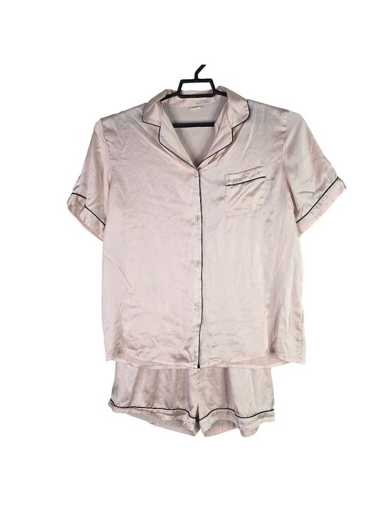 Silk silky Other - Womens Silk silky 100% Silk Pink Pajama Set Contrast Trim Button Up Top Size XL